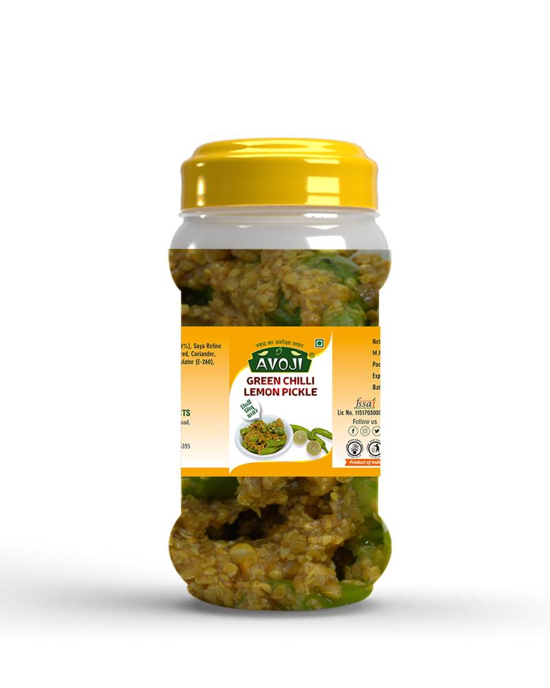 Green Chill Lemon Pickle jar